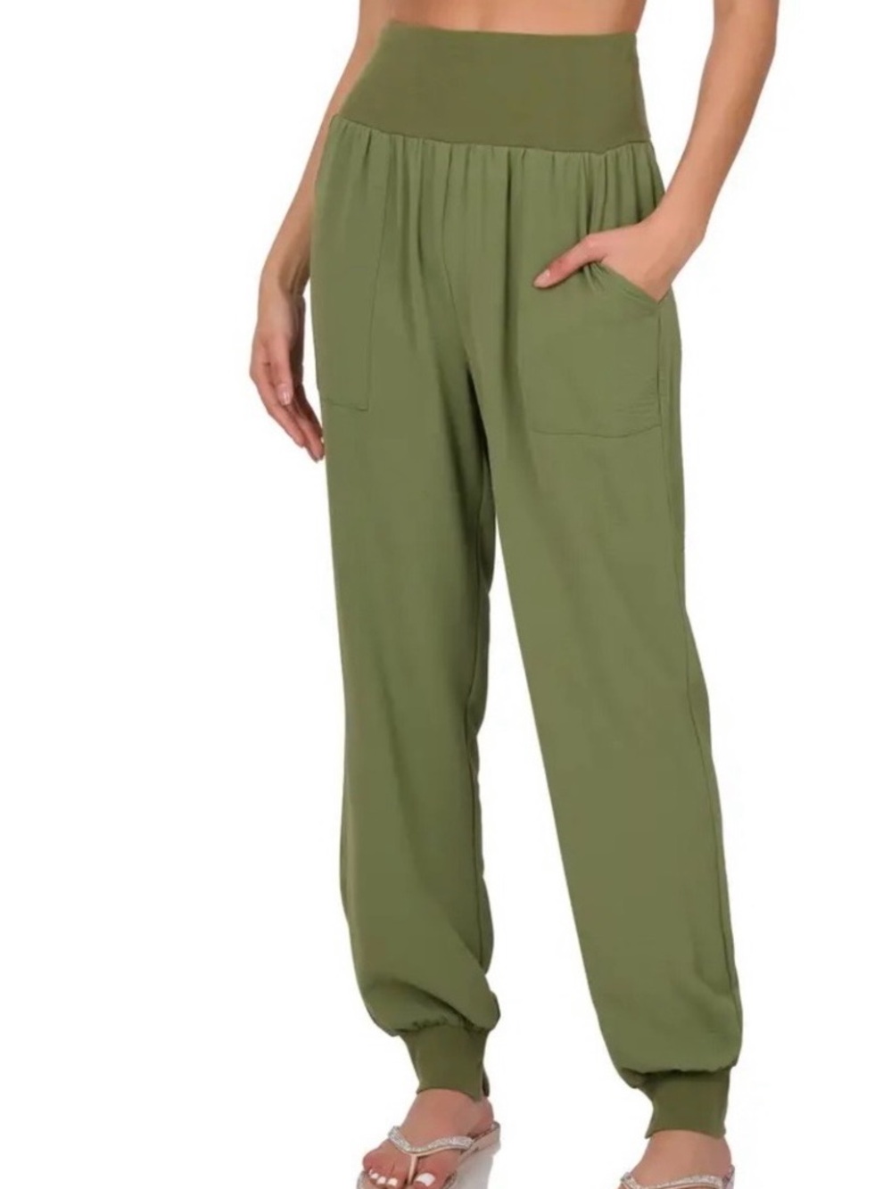 #990 Zenana Outfitters Dusty Rose High-Waist Jogger Pants